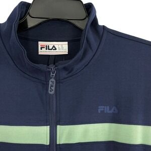 NEW FILA‎ Men's XXL Panello Track Jacket Navy Blue Light Green Stripe Full Zip